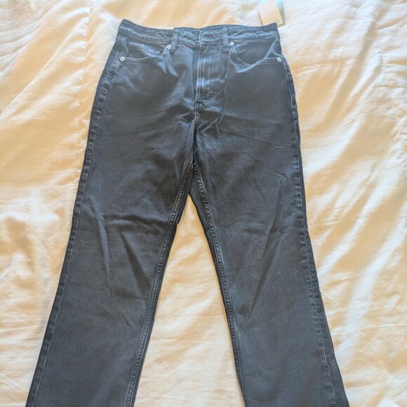 H&M slim straight regular fit high waist jeans black size 6 - Picture 1 of 5